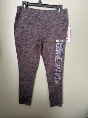 Seattle Seahawks NFL Teens Gray Athletic Leggings Pants Size Large Logo Casual